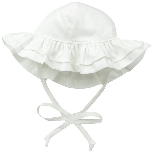 UPF 50+ Double Ruffle Hat - White