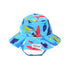  Flap Happy Kids UPF 50+ Bucket Hat Sun Hat in Ocean Fiesta for sun protection. The Print is Blue with watercolor turtles, Whales and fishes.