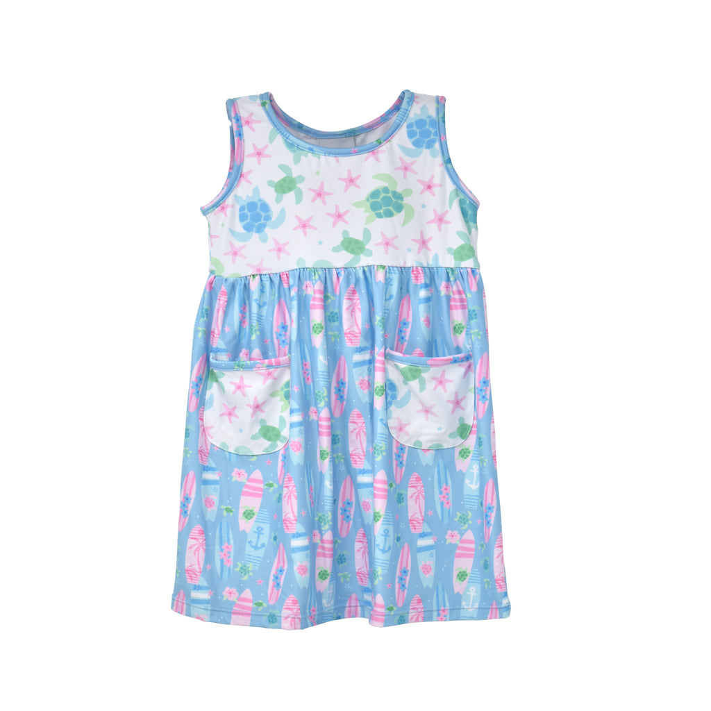 UPF 50+ Dahlia Sleeveless Tee Dress w/ Pockets