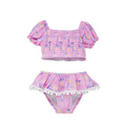 UPF 50+ Gemma Two Piece Smocked Pom-Pom Swimsuit