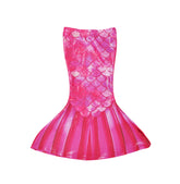 Flap Happy Kids UPF 50+ 3 piece Mermaid Swim Set for sun protection. The Print is pink scales with shimmer effect with a mermaid tail.