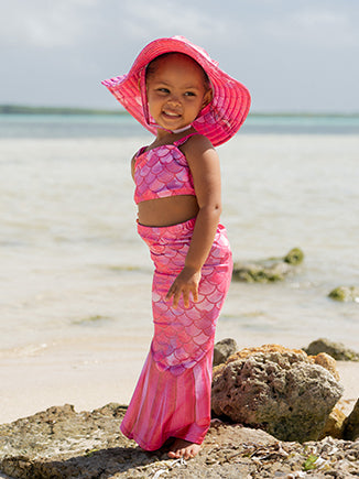 UPF 50+ 3 Piece Mermaid Swim Set - Shimmer Fabric