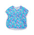 Flap Happy Kids UPF 50 Kaia Beach Swim Cover-up Seahorse Garden  for sun protection. The Print is Blue background with Orange and Pink seahorses. surrounded by leaves and flowers.