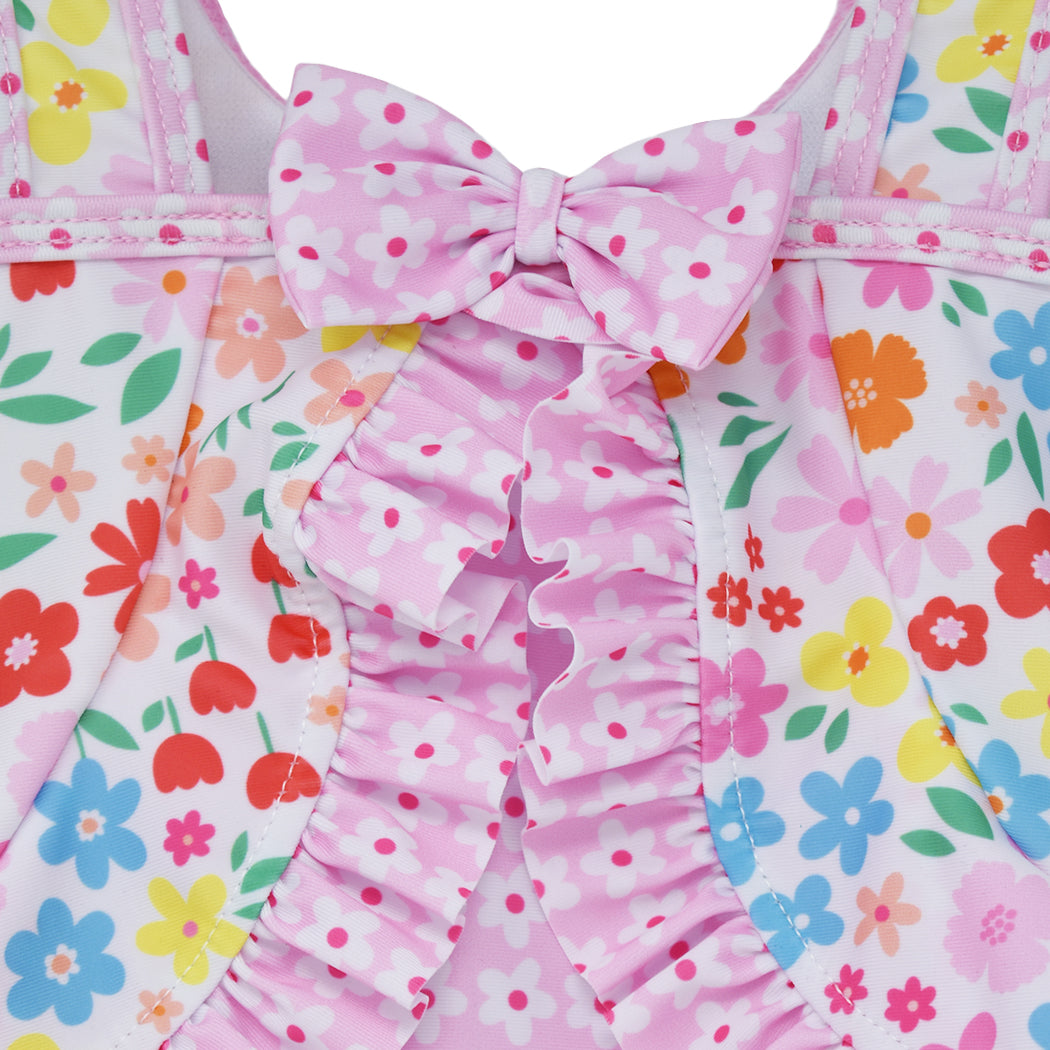 UPF 50+ Stella Infant Ruffle Swimsuit - Shiny Pink Scales