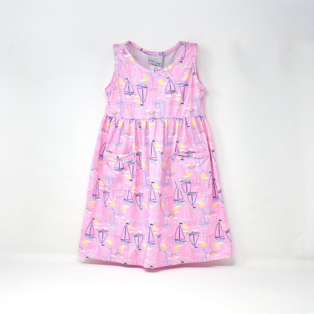 UPF 50+ Dahlia Sleeveless Tee Dress with Pockets