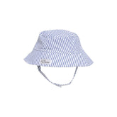 UPF 50+ Bucket Hat white and blue Chambray Stripe Seersucker