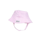 UPF 50+ Bucket Hat white and Pink Stripe Seersucker