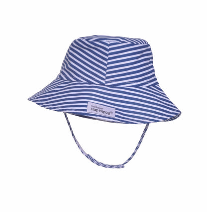 UPF 50+ Bucket Hat navy blue and white stripes