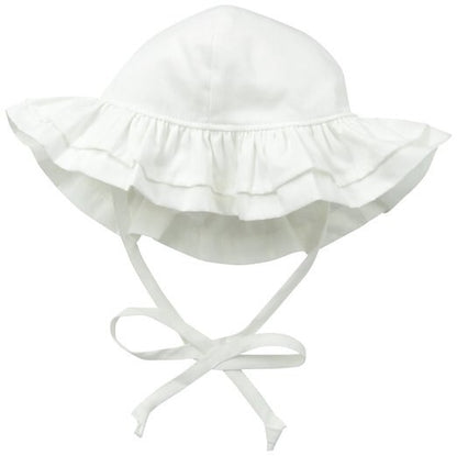 UPF 50+ Double Ruffle Hat - White