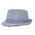 UPF 50+ Fedora Club Hat - Chambray Stripe Seersucker, white and blue stripes with chambray band