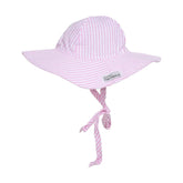 UPF 50+ Floppy Hat (Basics) Pink Stripe Seersucker, pink and white stripes
