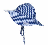 UPF 50+ Floppy Hat (Basics) Navy Preppy Stripe, navy and white stripes