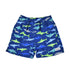 UPF 50 Wesley Swim Trunks, Sharky, blue shorts with multicolored sharks
