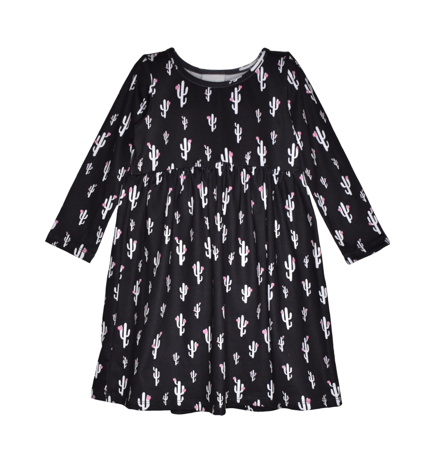 White cactus with pink flowers on a black background