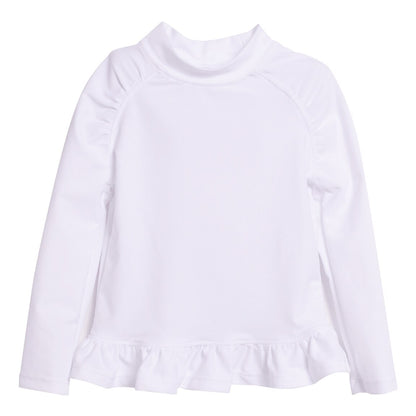 UPF 50+ Ruffle Rash Guard (Recycled) - White